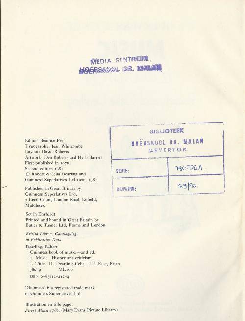 Guinness Book of Music - Dearling and Rust.