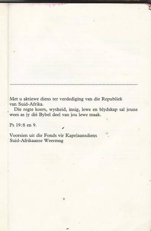 DIE NUWE TESTAMENT EN PSALMS : KAPELAANSDIENSTE, S.A. WEERMAG