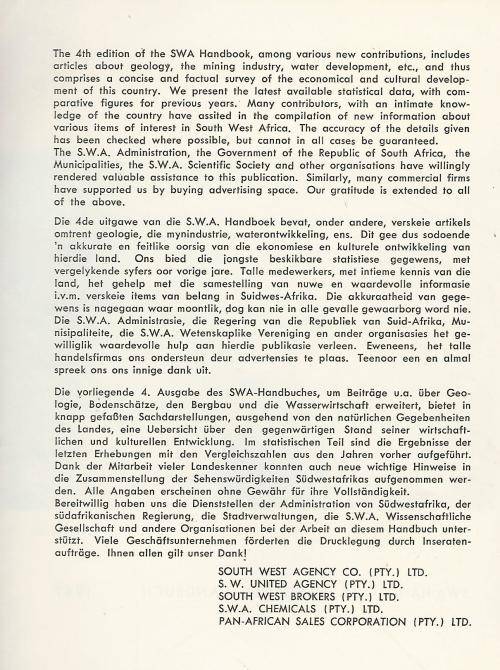 SWA Handbook * Handboek * Handbuch. 1967.