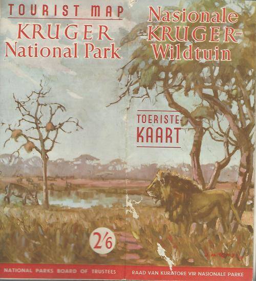 Kruger National Park Tourist Map. Vintage. 1950`s.