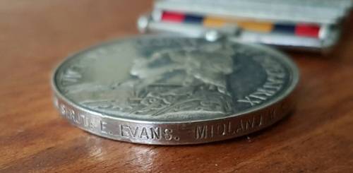 Boer War medal to Midland Mounted Rifles - E. Evans
