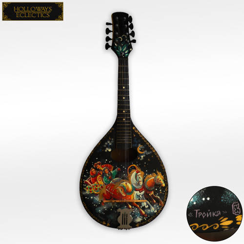 Vintage Soviet Russian Three Horses Hand Painted 8 String Mandolin