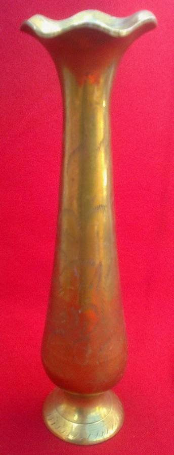 THIN ENGRAVED BRASS VASE