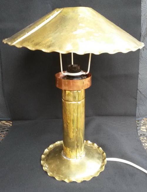 RARE, RARE and UNUSUAL!!  Vintage BRASS TABLE LAMP WITH BRASS SHADE!