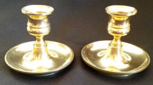 Pair of vintage solid brass candle holders