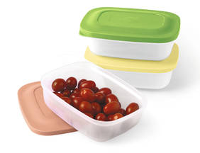 Tupperware Munch Mate Set (500ml x 3) INDIGO BASES WITH GREEN, AQUA & PURPLE LIDS