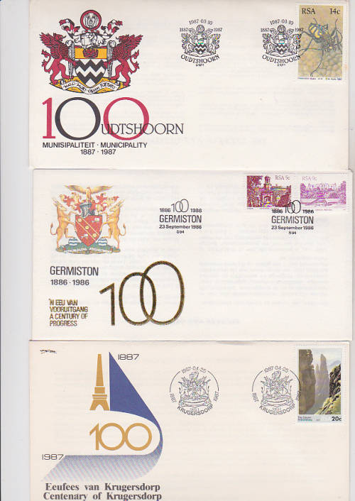 100YEARS OF THREE TOWNS . KRUGERSDORP , GERMISTON , UDTHOORN  .