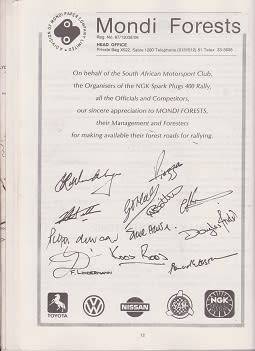 south african motor sport club presents-ngk 400 rally 27/28 july 1990-100% in tact-see scans-rare