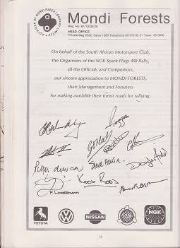 south african motor sport club presents-ngk 400 rally 27/28 july 1990-100% in tact-see scans-rare