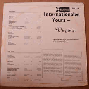 Virginia Lee, Archie Silansky And His Orchestra  Internationalee Yours Virginia-Vinyl, LP, Album