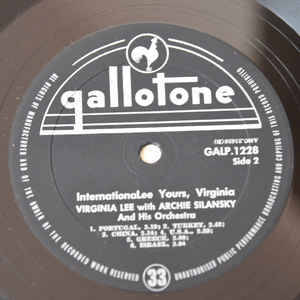 Virginia Lee, Archie Silansky And His Orchestra  Internationalee Yours Virginia-Vinyl, LP, Album
