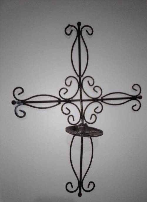 cross candle light holder -40cm high x 30cm wide made of steel-see pics