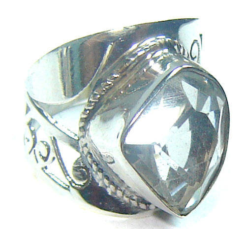 NEW STERLING SILVER ROCK CRYSTAL RING
