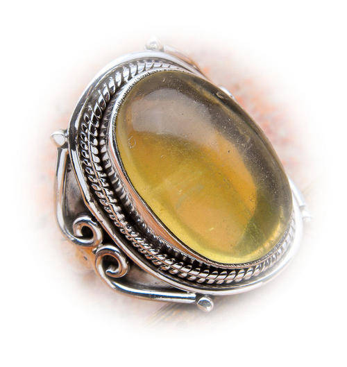 Sterling silver lemon quartz ring