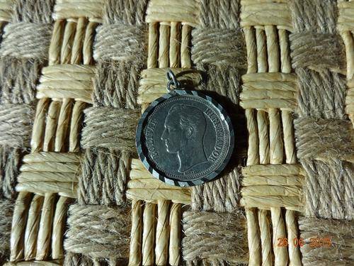 NICE SILVER COIN/MEDAL PENDANT !! 1945 BOLIVAR LIBERTADOR ! COLLECTABLE !!