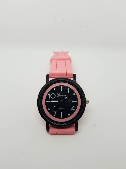 geneva pink rubber watch