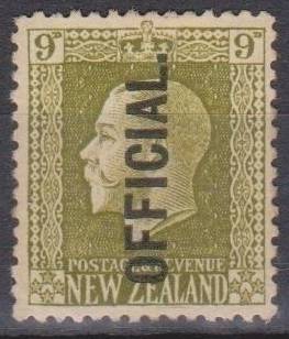 NEW ZEALAND 1915 KING GEORGE V OFFICIAL 9d MM SG0104