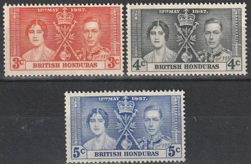 BRITISH HONDURAS 1937 Coronation of King George VI UMM CV R39.60 SG 147-49