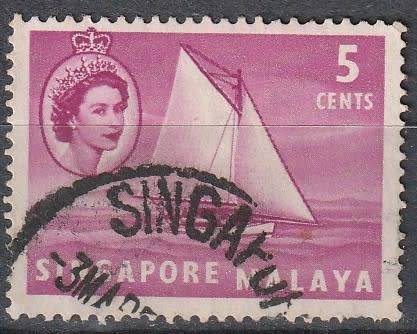 SINGAPORE 1955 Queen Elizabeth II, Ships and Other Images ULH CV R11 SG 41