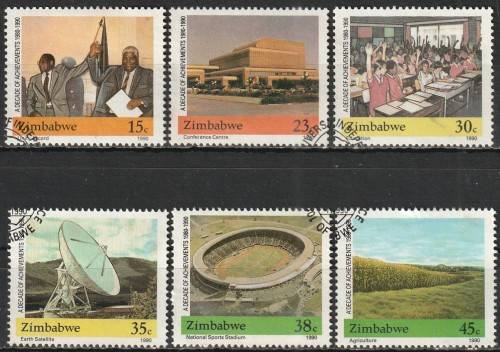 ZIMBABWE 1990 The 10th Anniversary of Independence FINE USED SG 886-91