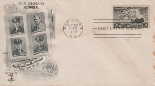 USA FDC1948 The Four Chaplains HAS FOXING