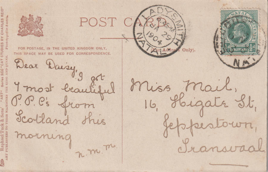 VINTAGE USED POST CARD NATAL 1904