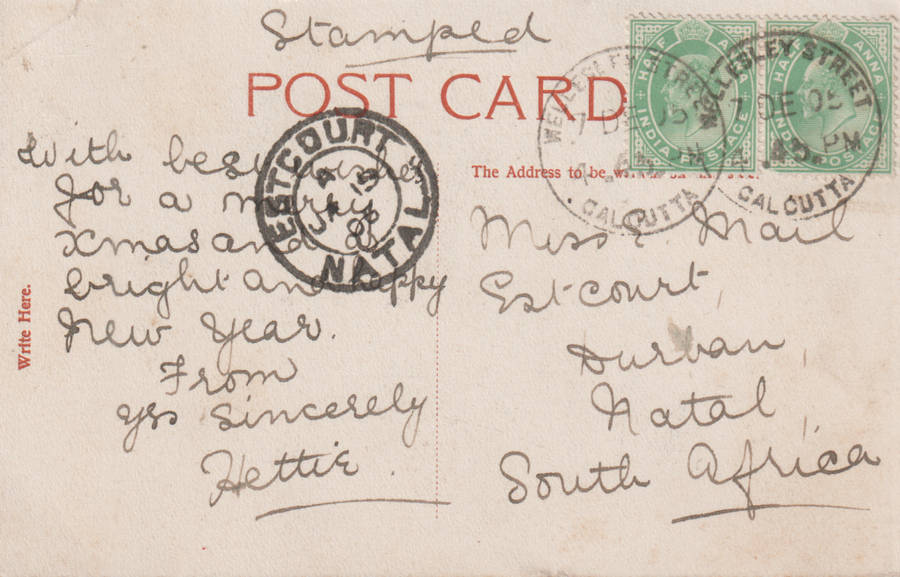 USED POST CARD CALCUTTA 1905