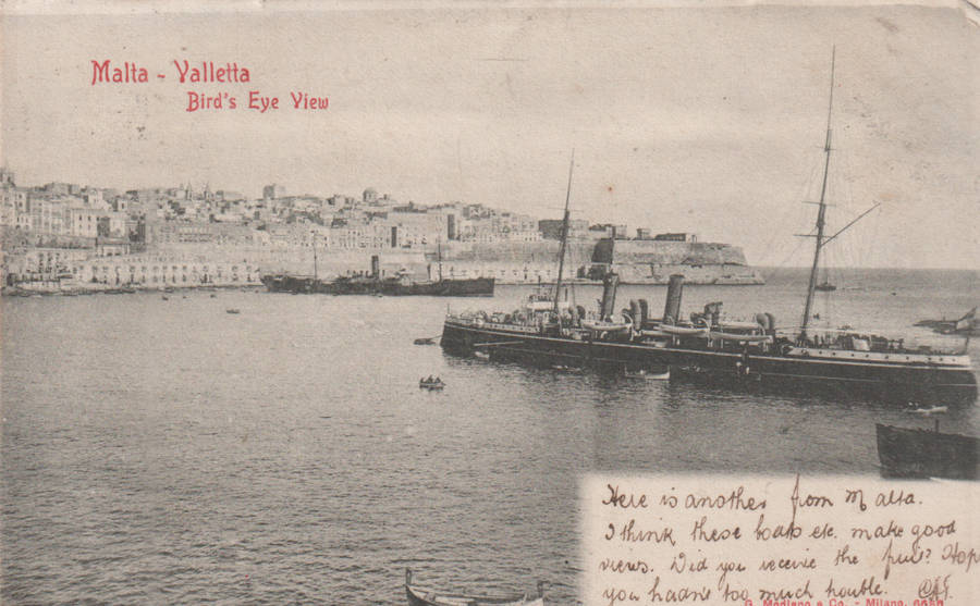 USED POST CARD MALTA POSTED IN NATAL 1904