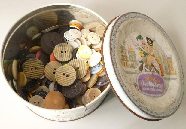 QUALITY STREET TIN WITH BUTTONS