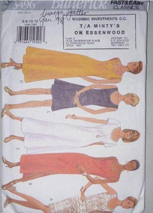 BUTTERICK PATTERN 3496