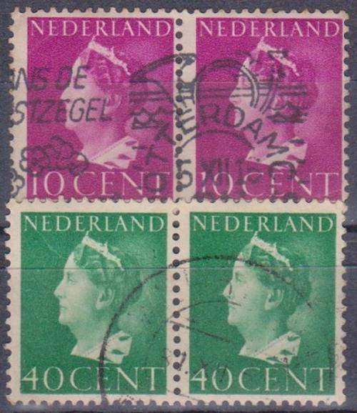 NEDERLAND 1940 Queen Wilhelmina 2X USED PAIRS
