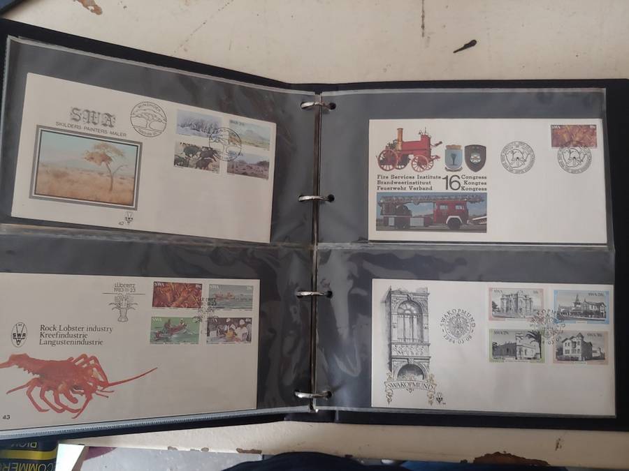 SG NEW THAMES COVER ALBUM 19 PAGES X 4 FDCS PLUS 4 PAGES LARGE FDCS 1 YEAR PACK SWA/NAMIBIA
