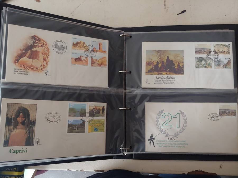 SG NEW THAMES COVER ALBUM 19 PAGES X 4 FDCS PLUS 4 PAGES LARGE FDCS 1 YEAR PACK SWA/NAMIBIA