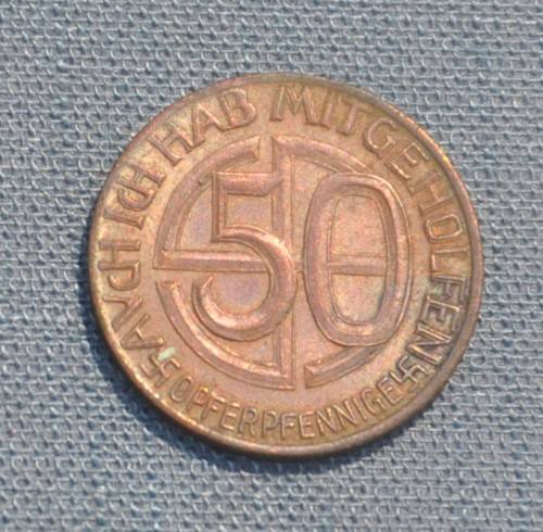 DEUTSCHES REICH - 50 Opferpfennige ADOLF HITLER ERNEUERER DEUTSCHLANDS rare - in excellent condition