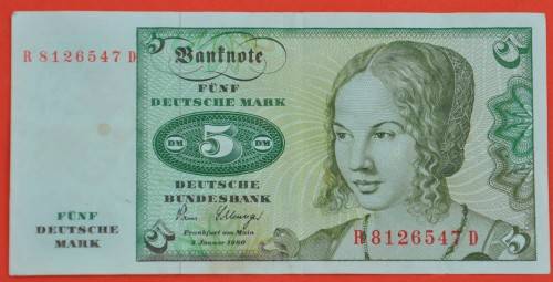 GERMANY 5 Deutsche Mark 1980 - ***VF*** (still legal tender in Germany)