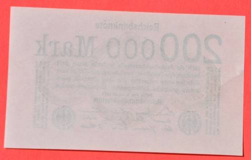GERMANY 200,000 Mark 1923  - Weimar Republic DEUTSCHES REICH, Ro. 99b ***UNC-***