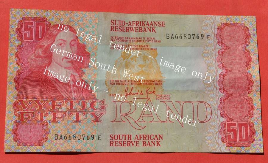 50 Rand 1984, prefix BA, A/E, GPC de Kock, 3rd issue -  rare BA-serie note AU