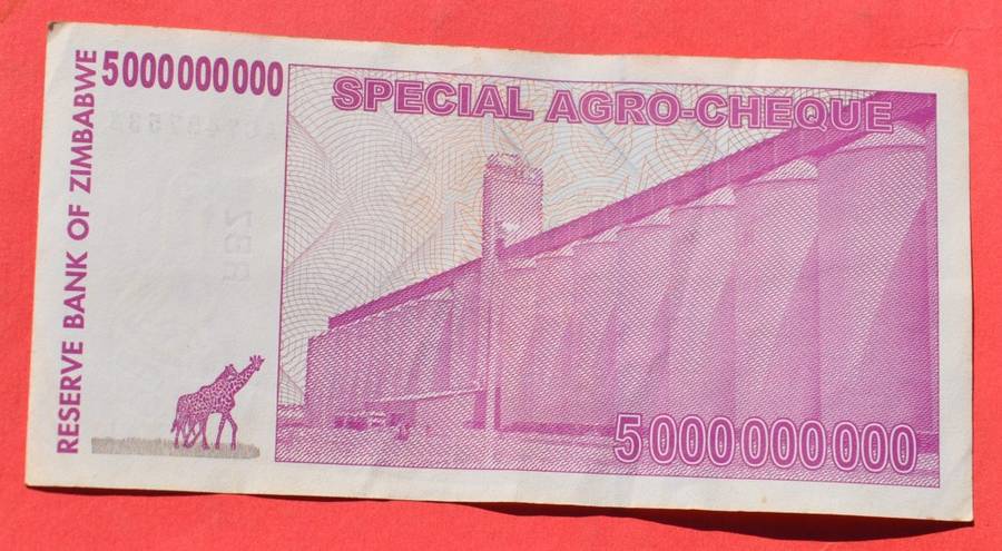 ZIMBABWE Special Agro-Cheque 5 Billion 2008 Dollars and $20 2007 - in collectible condition