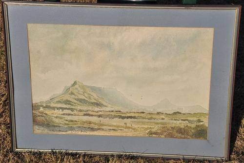 Vintage Print DEVIL'S PEAK TOWARDS TABLE MOUNTAIN, framed - PICK UP POSSIBLE