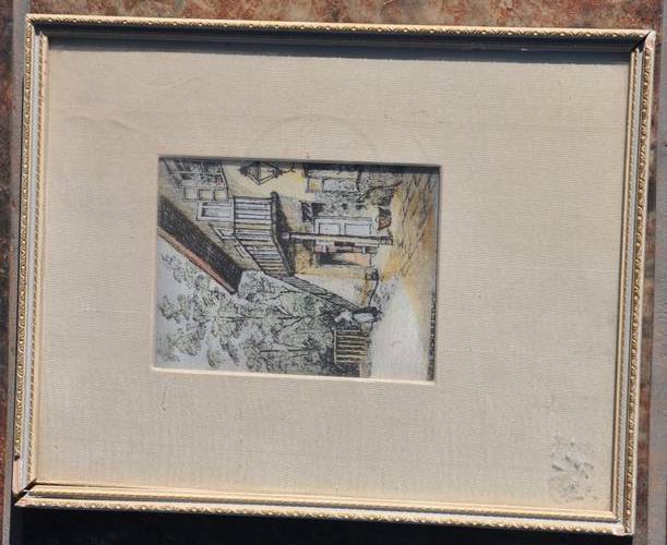 VIENNA original vintage artwork on silk,  framed - PICK UP POSSIBLE