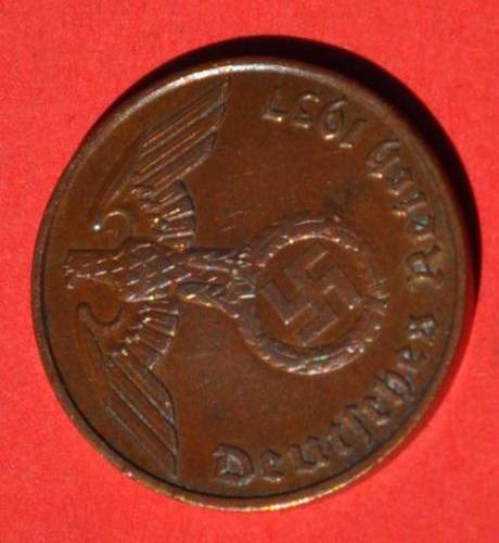DEUTSCHES REICH - 2 REICHSPFENNIG 1937 J - Rare German 95% Copper Coin TOP THIRD REICH COLLECTIBLE