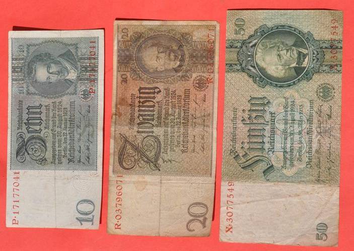 DEUTSCHES REICH 10 20 50 REICHSMARK Rare German Reichsbanknoten ORIGINAL THIRD REICH COLLECTIBLES