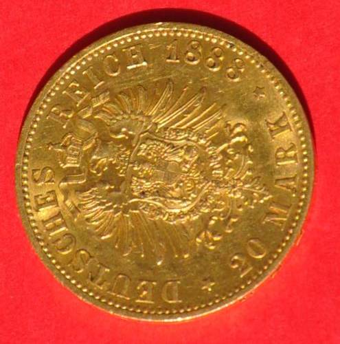DEUTSCHES REICH 20 GOLDMARK 1888 A - UNC Rare German Gold Coin TOP INVESTMENT!