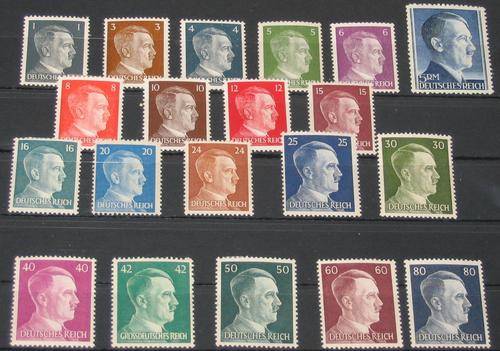 DEUTSCHES REICH Large Adolf Hitler Collectiopn unused and hinged - includes blue 5 Reichsmark stamp!