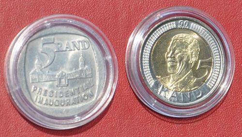 R5 MANDELA 2008 & R5 INAUGURATION 1994 in top quality and encapsulated IDEAL FOR GRADING
