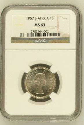 1957 One Shilling - NGC Graded MS63 - Hard To Find Better !!!