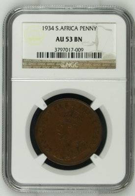 ** Almost UNC ** 1934 Penny - NGC Graded AU53BN - Hern's UNC Value = R4,000.00