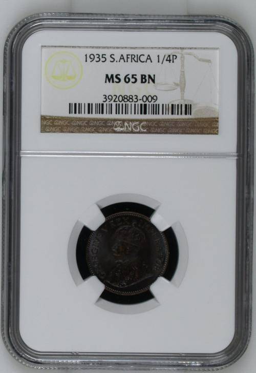 *** Hard To Find Better *** 1935 Farthing (1/4 Penny) - NGC Graded MS65BN.