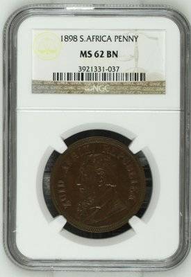 ZAR 1898 Penny - NGC Graded MS62BN *** Brilliant UNC *** Bid Per Coin.
