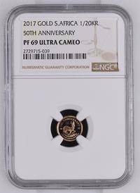 2017 South Africa 1/20 oz Gold Krugerrand - 50th Anniversary - NGC Graded PF69 Ultra Cameo.